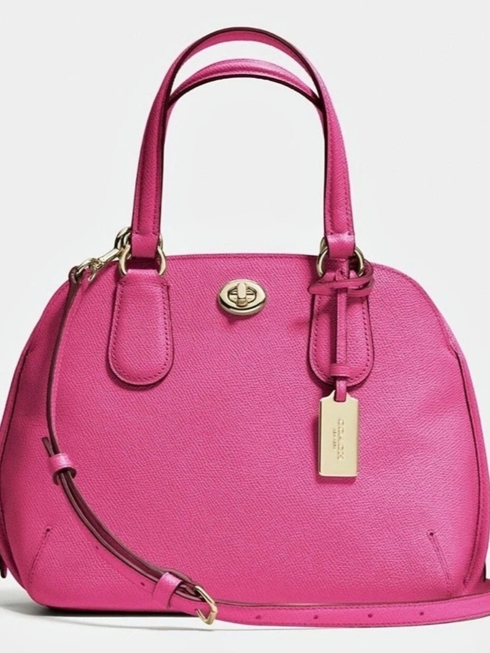 NEW Fuschia Coach Mini Prince Crossgrain Leather Satchel w/ Dustbag